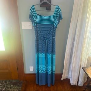 Dress Barn- Blue Striped Maxi with belt- Sz L